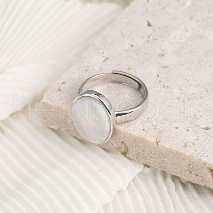 Oval 925 Sterling Silver with Natural Shell Finger Rings for Women FS-WG8EDA6-02-1