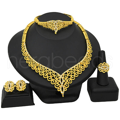 Flower Alloy Rhinestone Jewelry Sets FS-WG14E9A-04-1