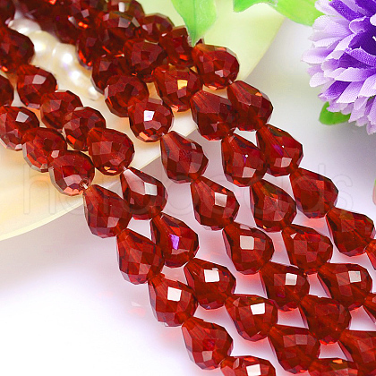 Faceted Teardrop Imitation Austrian Crystal Bead Strands G-M185-12x10mm-05A-1