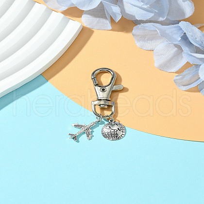 Alloy Airplane Pendant Decorations HJEW-YW00011-01-1