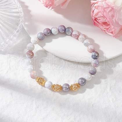 Electroplated Glass Stretch Bracelets BJEW-JB11963-01-1