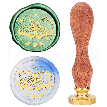 Brass Wax Seal Stamps with Wood Handle AJEW-WH0412-0110-1