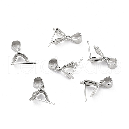 Anti-Tarnish Rhodium Plated 925 Sterling Silver Ice Pick Pinch Bails STER-Z001-018P-1
