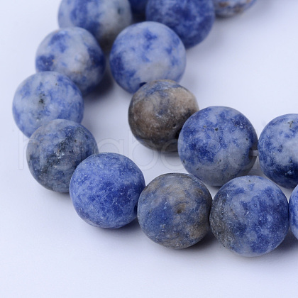 Natural Blue Spot Jasper Beads Strands G-Q462-12mm-06-1