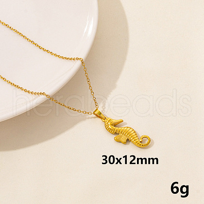 Stylish Ocean Stainless Steel Sea Horse Pendant Necklace for Women ZE1503-8-1