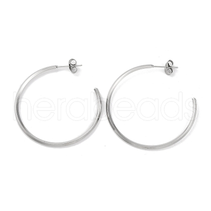 304 Stainless Steel Ring Stud Earrings EJEW-K295-01A-P-1