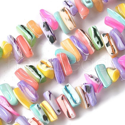 Dyed Natural Trochus Shell Beads Strands SSHEL-C013-09G-1