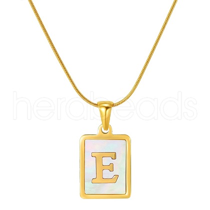 Stainless Steel Snake Bone Chain Alphabet Necklace with Shell Pendant WD3660-5-1