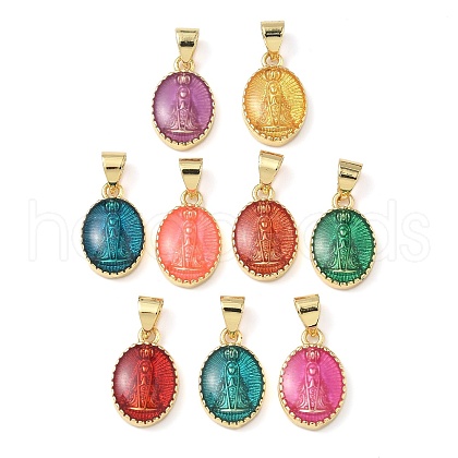 Brass Enamel Pendants KK-Q068-35G-1