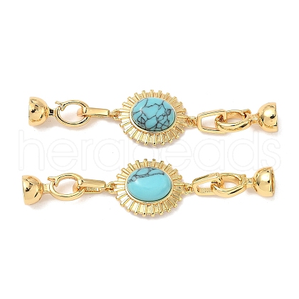 Brass Synthetic Turquoise Fold Over Clasps KK-U059-40G-01-1