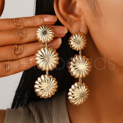 Alloy Dangle Stud Earrings EJEW-B136-02KCG-02-1