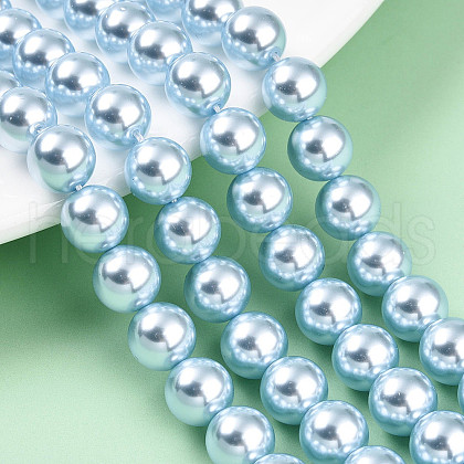 Baking Painted Pearlized Glass Pearl Bead Strands HY-N002-8mm-A05-1