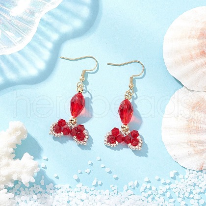 Fishtail 304 Stainless Steel Glass Dangle Earrings EJEW-MZ00458-03-1
