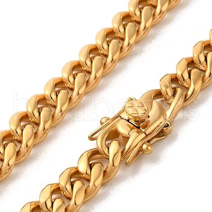 Ion Plating(IP) 304 Stainless Steel Cuban Link Chain Necklaces for Men NJEW-L173-018G-01-1