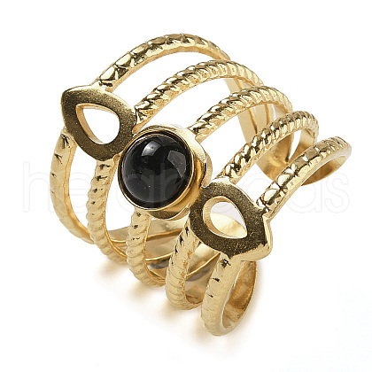 Natural Black Onyx Finger Rings RJEW-U027-08G-08-1