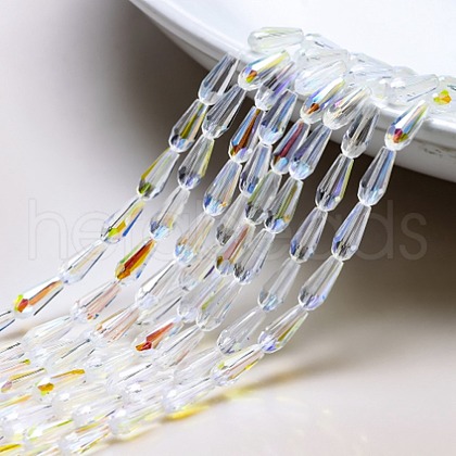 Electroplate Transparent Glass Beads Strands EGLA-L015-FR-A08-1