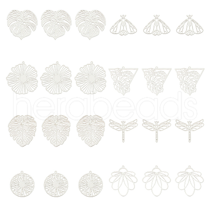 DICOSMETIC 80Pcs 8 Style 201 Stainless Steel Filigree Pendants STAS-DC0014-73-1