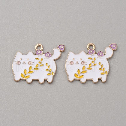 Golden Plated Alloy Enamel Pendants ENAM-WH0001-39G-05-1