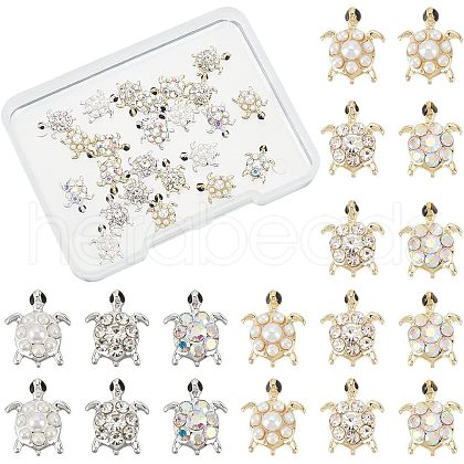 Olycraft 24Pcs 6 Styles Tortoise Zinc Alloy Cabochons MRMJ-OC0002-86-1