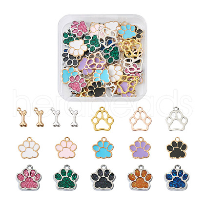 Biyun 60Pcs 15 Style Zinc Alloy Enamel and Tibetan Style Zinc Alloy Pendants FIND-BY0001-15-1