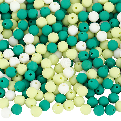 SOFPLATE 500Pcs Rubberized Style Imitated Silicone Acrylic Beads MACR-SP0001-07E-1