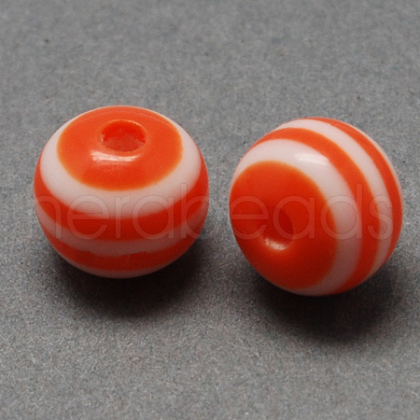 Round Striped Resin Beads RESI-R158-10mm-02-1