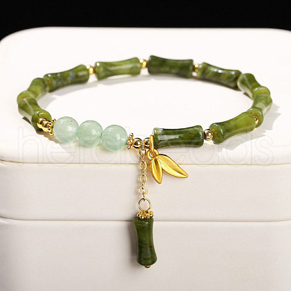 Natural Southern Jade Beads Stretch Bracelets WG466DA-01-1