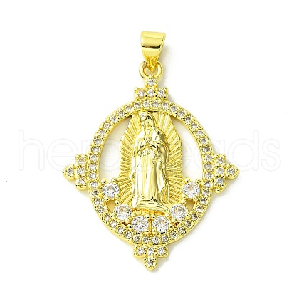 Brass Micro Pave Clear Cubic Zirconia Pendants KK-H472-39G-1