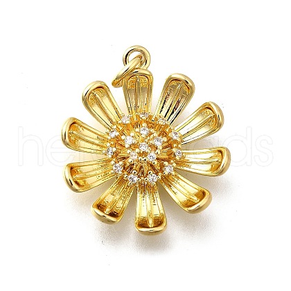 Brass Micro Pave Clear Cubic Zirconia Pendants KK-F899-05B-G-1