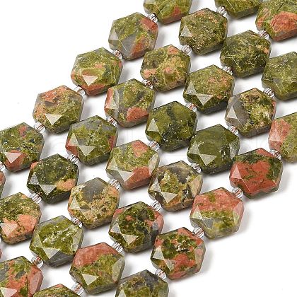 Natural Unakite Beads Strands G-G144-A01-01-1