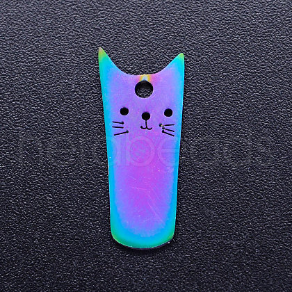 Ion Plating(IP) 201 Stainless Steel Kitten Pendants STAS-Q201-JN216-1