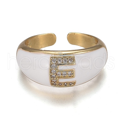 Brass Micro Pave Clear Cubic Zirconia Cuff Rings RJEW-H538-03G-E-1