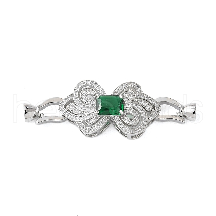 Bowknot Brass Micro Pave Cubic Zirconia Fold Over Clasps KK-A252-17P-1