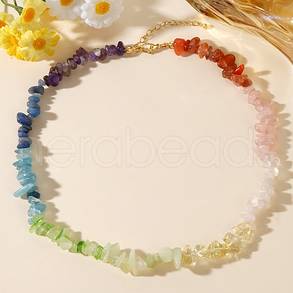Bohemian Natural Mixed Stone Chip Beaded Chakra Necklaces VV5535-1