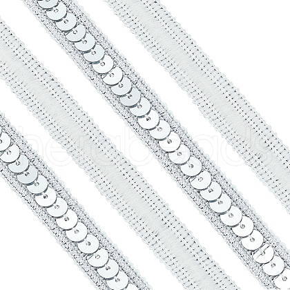 Sparkle Polyester Lace Ribbons OCOR-WH0090-67A-1