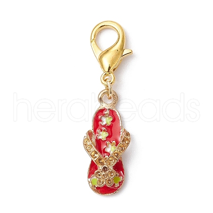 Flip Flops Alloy Enamel Pendant Decoration HJEW-JM01419-1