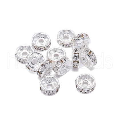 Rondelle Brass Rhinestone Spacer Beads FS-WG29681-04-1