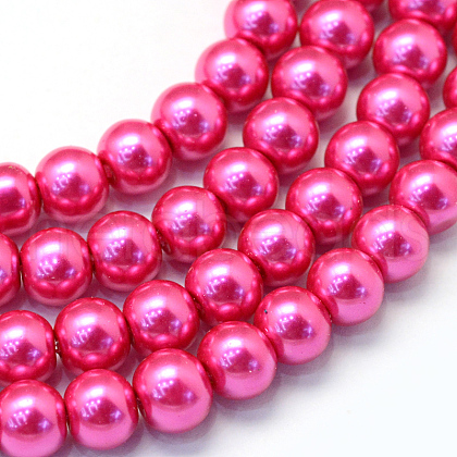 Baking Painted Pearlized Glass Pearl Round Bead Strands X-HY-Q330-8mm-10-1