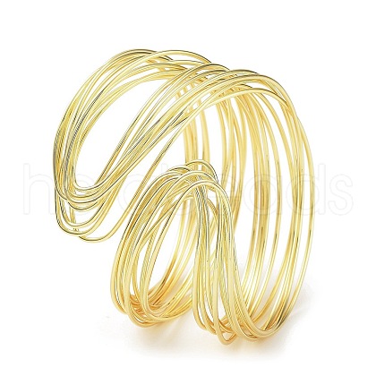 Rack Plating Brass Cuff Bangles for Women BJEW-D032-04G-1