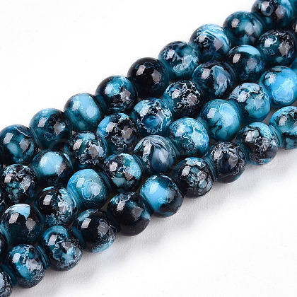 Baking Painted Glass Beads Strands DGLA-N003-6mm-A08-1