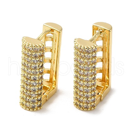 Rectangle Shape Rack Plating Brass Micro Pave Cubic Zirconia Hoop Earrings KK-E084-40G-1