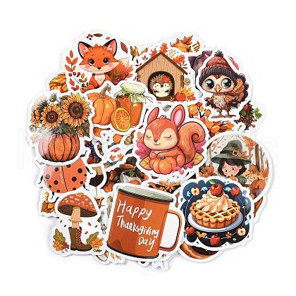 50Pcs Thanksgiving Day Cartoon Paper Self-Adhesive Picture Stickers STIC-C010-04-1