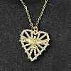 Brass Micro Pave Clear Cubic Zirconia Bird Heart Pendant Necklaces for Women NJEW-D311-01A-G-1