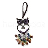 Wire Wrapped Brass Owl & Natural Amethyst Pendant Decoration HJEW-C006-01E-1