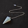 Platinum Tone Brass Opalite Cone Hexagonal Pointed Dowsing Pendulums MAK-M015-01J-1