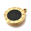 304 Stainless Steel Roman Numbers Flat Round Charms STAS-Q348-24G-3