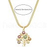 Brass Micro Pave Colorful Cubic Zirconia Tree Pendant Necklaces for Women FS-WG3591E-01-4