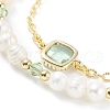 Natural Pearl & Glass Beaded Multi-strand Bracelet with Brass Cable Chains for Women BJEW-TA00077-01-5