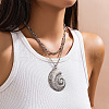 2Pcs Bohemian Style Alloy Conch Shell Shaped Pendant Double Layer Necklaces for Women WG2E11B-05-1