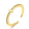 Clear Cubic Zirconia Initial Letter Open Cuff Ring RJEW-H120-09G-I-1